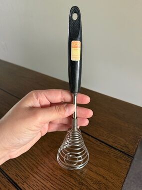 Vintage Ekco French Spring Coil Whip Whisk Wire Beater Gravy Mixer Black Handle